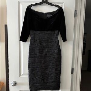 Alex Evenings Black Textured Long Sleeve Dress